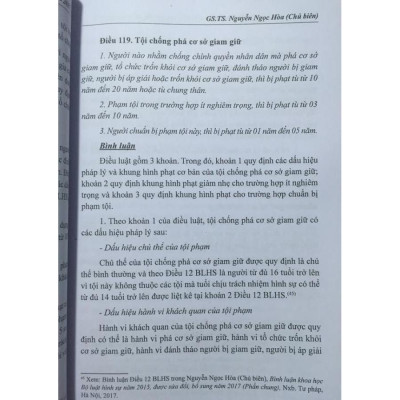 Bình luận khoa học Bộ luật hình sự năm 2015 được sửa đổi, bổ sung năm 2017 (Phần các tội phạm) - Quyển 1