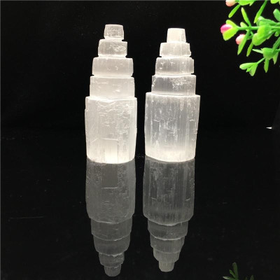 Tháp ĐÁ THANH TẨY SELENITE Loại đẹp Kết nối tâm linh Tăng cường Khuếch đại rung động