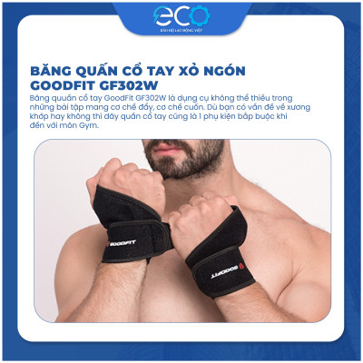 Băng quấn cổ tay xỏ ngón GoodFit GF302W dùng tập gym, tập boxing vải đục lỗ thoáng khi, đệm xốp êm ái
