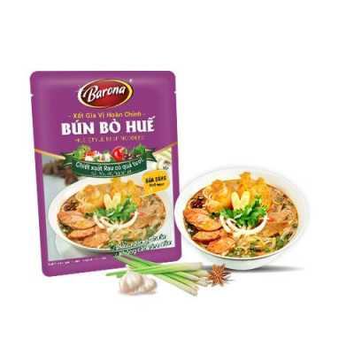 Combo 1 gói Xốt Barona Bún Bò Huế 80g, 1 gói Xốt Barona Hủ Tiếu Nam Vang 80g TẶNG 1 Hũ Sa tế XO Thượng hạng Barona 100g