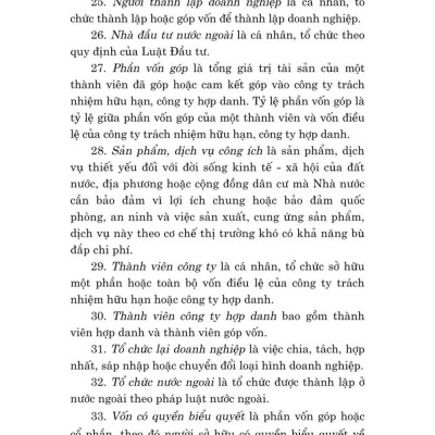 Luật doanh nghiệp năm 2020 (Sửa đổi, bổ sung năm 2022, 2024) bản in 2025