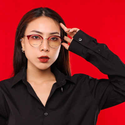 Gọng kính nữ giả cận nhựa phối càng kính hợp kim siêu nhẹ siêu bền - TRHK 9272