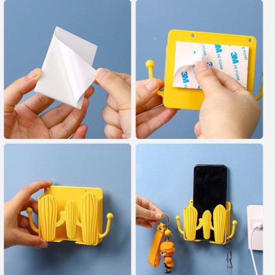 Giá - Kệ Dán Tường Hình Cây Xương Rồng, Giá Để Đồ Đa Năng, Kệ Remote, Giá Đỡ Điện Thoại - Treo Chìa Khóa Tiện Dụng. TakyHome 4058