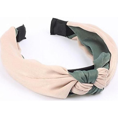 Cài Tóc Turban Gọng Nhựa Phối 2 Màu Xanh Rêu, Be - Mã CT079