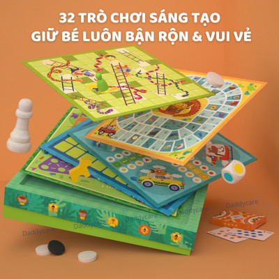 Board Game Mideer Classic Games 32 In 1 đồ chơi trí tuệ cho bé Cờ vua, cờ tướng, cờ vây cho bé