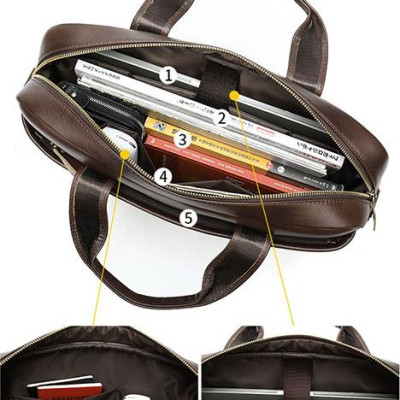 Cặp da bò thật đựng vừa laptop 15inch BHM7022 Túi xách công sở nam. Hàng chính hãng.