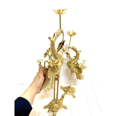 ĐÔI HẠC ĐỒNG CAO 52 CM NẶNG 4 KG CHẤT LIỆU BẰNG ĐỒNG