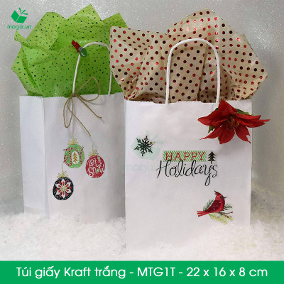 MTG1 MTG1T - 22x16x8 cm - Combo 100 túi giấy Kraft Nhật cao cấp