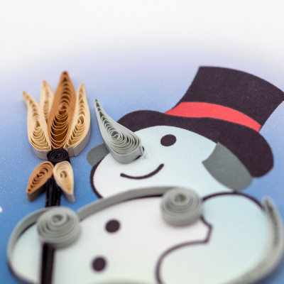 Thiệp giấy xoắn giáng sinh 15 x 15 cm - Người tuyết dễ thương