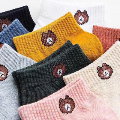 COMBO 10 Đôi Tất Nữ In Hình Gấu Brown Kèm Túi Đựng In Hình Gấu Xinh