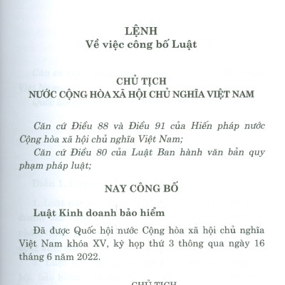 Luật Kinh Doanh Bảo Hiểm (Bản in năm 2022)