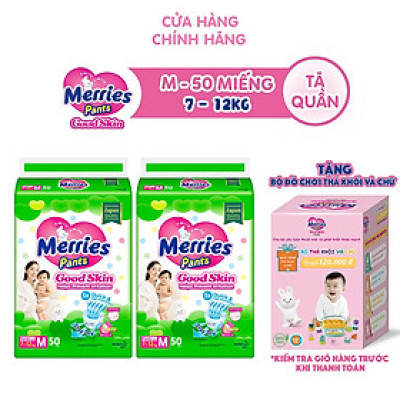 Combo 2 Tã quần Merries Goodskin đủ size M50/L44/XL38/XXL28
