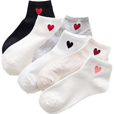 Combo 5 đôi tất trái tim thời trang, năng động (giao màu ngẫu nhiên)