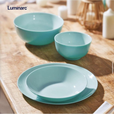 Đĩa (dĩa) thủy tinh sâu lòng Luminarc Diwali màu xanh ngọc 20cm P2019 | Hàng chính hãng