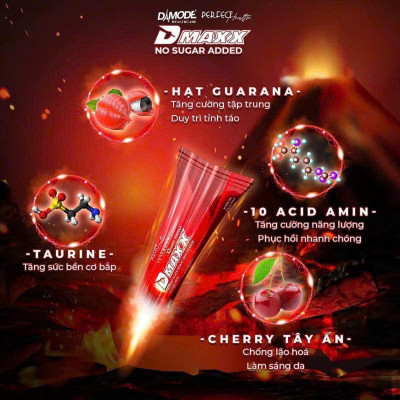 DMAXX thức uống bổ sung vitamin năng lượng không đường DAMODE 40 gói màu đỏ mỗi gói 2,2gr