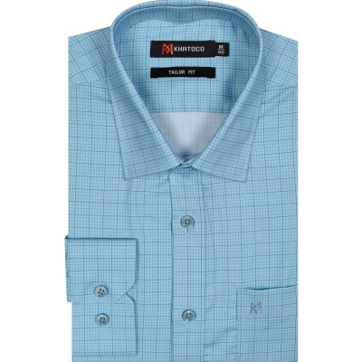 Áo sơ mi nam KHATOCO dài tay kẻ caro A1MD468T1-CNCR177-2411-D