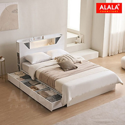 Giường ngủ ALALA1211 + 3 hộc kéo / Miễn phí vận chuyển và lắp đặt/ Đổi trả 30 ngày/ Sản phẩm được bảo hành 5 năm từ thương hiệu ALALA/ Chịu lực 700kg