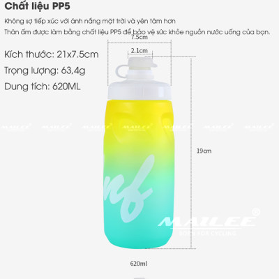 Bình Nước Xe Đạp YLB-28, Dung Tích 620ml, Chất Liệu Nhựa PP5 an toàn, Tiện Lợi Cho Thể Thao Ngoài Trời và Tập Luyện - Mai Lee
