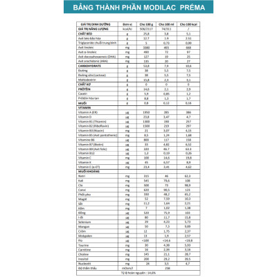 Sữa bột Modilac Préma 400g