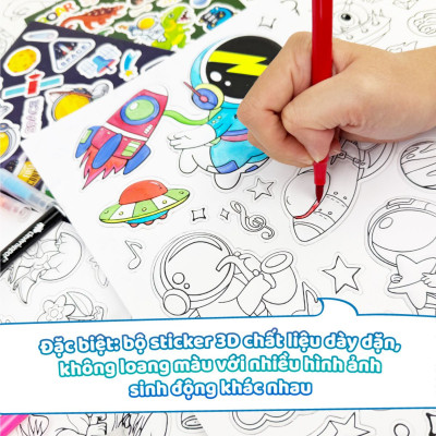 Đồ Chơi Bộ Sticker Nghệ Thuật Và Bút Marker - Dinosaur & Galaxy CLEVERHIPPO SS02