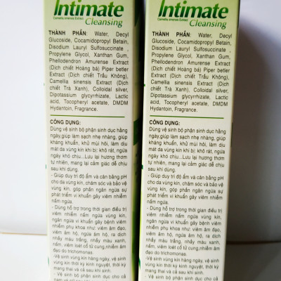 DUNG DỊCH VỆ SINH PHỤ NỮ TRẦU KHÔNG TRÀ XANH INTIMATE CLEANSING - GIÚP LÀM SẠCH NHẸ NHÀNG - KHÁNG KHUẨN - KHỬ MÙI HÔI - NGĂN NGỪA VIÊM NHIỄM - NẤM NGỨA - CHAI CÓ VÒI 125ML