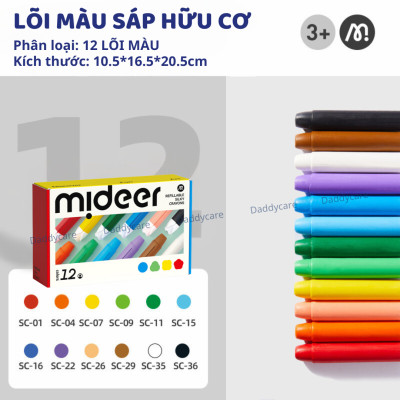 Bút màu sáp hữu cơ Mideer Silky Crayon kèm quai xách cho bé 12-24-36 màu