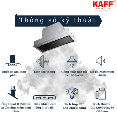 Máy hút mùi âm toàn phần phần mặt kính 800mmcảm ứng KAFF KF-BI80PR - Hàng Chính Hãng