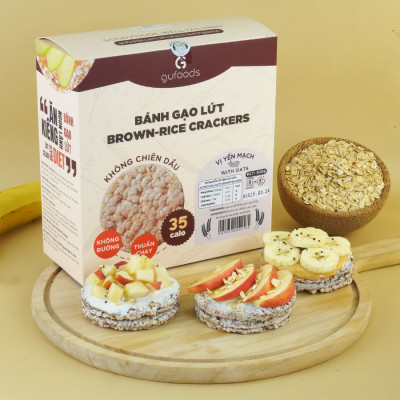 Bánh gạo lứt GUfoods (300g) - Không chiên dầu, Không đường, Từ gạo và ngũ cốc nguyên hạt, Lành mạnh, Phù hợp Eat clean, Ăn vặt healthy, Thực dưỡng, Tập gym, Thuần chay, Đa dạng hương vị