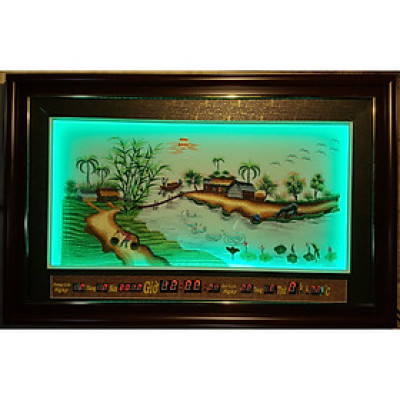 Tranh thêu đèn led lịch vạn niên đồng quê-2030