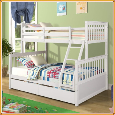 Giường 3 tầng Tundo màu trắng 1m/1m4