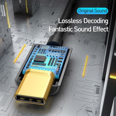 Bộ chuyển đổi Baseus Type-C sang 3.5mm hỗ trợ truyền âm thanh 24-bit thiết kế nhỏ gọn - Hàng chính hãng