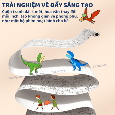 Cuộn tranh tô màu cho bé dán tường khổng lồ 4m*40cm Mideer Adhesive Colouring Scroll - Tranh tô màu nước cho bé