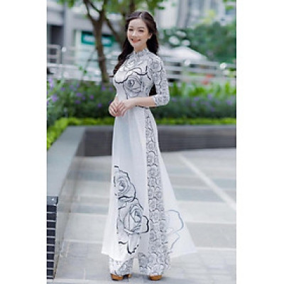 SET ÁO DÀI TRUYỀN THỐNG HỌA TIẾT HOA HỒNG - NN26