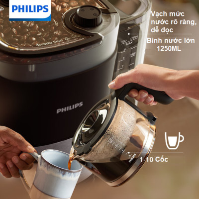 Máy pha cà phê Drip xay và pha tự động thương hiệu Hà Lan Philips HD7900/50 - Hàng chính hãng (BH 1 NĂM)