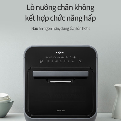 Lò nướng chân không kết hợp chức năng hấp Lock&Lock EJF693GRY Steam Air Fryer Oven (12.5 Lít) - Hàng chính hãng