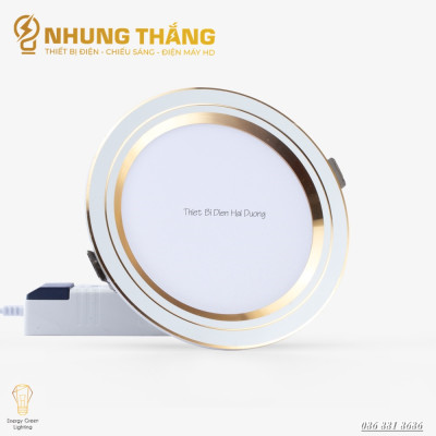 Combo Đèn Led Âm Trần Downlight Đổi Màu Rạng Đông AT20 ĐM - Công Suất 8w - Khoét Lỗ 90mm - Viền Vàng