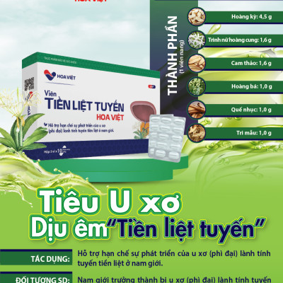 Tiền liệt tuyến Hoa Việt, hỗ trợ hạn chế phát triển u xơ phì đại tiền liệt tuyến, Hộp 30 viên