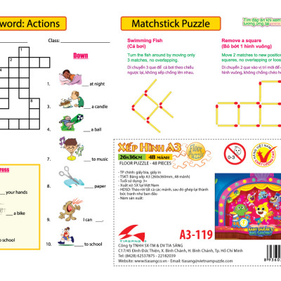 Xếp hình Tia Sáng Bayby Shark (48 Mảnh Ghép) - Tặng kèm câu đố mặt sau cho bé