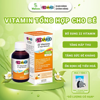 Siro Vitamin Tổng Hợp Cho Bé Pediakid 22 Vitamines Giúp Bé Khỏe Mạnh, Tăng Hấp Thu Dưỡng Chất (Hộp 125ml)