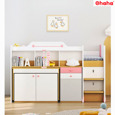 [Video thực tế - Miễn phí lắp đặt & vận chuyển] Giường tầng trẻ em thông minh xếp gọn Ohaha có bàn học - GTXG010