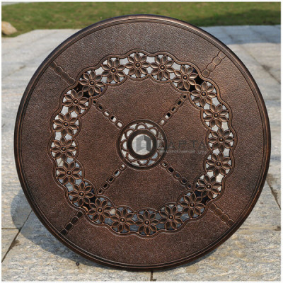 Bàn tròn cafe sân thượng ngoài trời màu đồng cổ điển Bàn nhôm đúc cao cấp bền đẹp HCM TE2025-65A