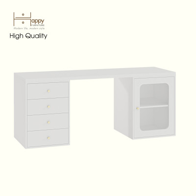 HAPPY FURNITURE , Bàn làm việc 4 ngăn kéo 1 cửa kính - NOAH , BAN_160 , 180cm x 59cm x 75cm DxRxC