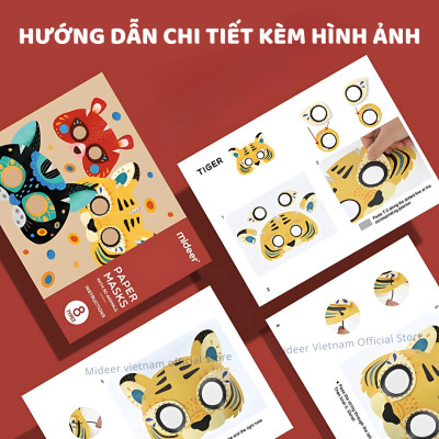 Đồ chơi DIY cho bé gái mặt nạ hóa trang động vật  Mideer 3D Animal Paper Masks