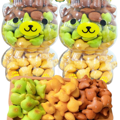 BÁNH GẤU NHÂN KEM MIX 3 VỊ TÂN LỘC PHÁT COMBO 1KG - MỖI HŨ 500G