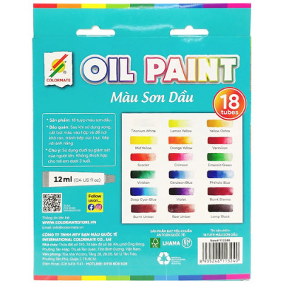 Colormate 18 Tuýp Màu Sơn Dầu