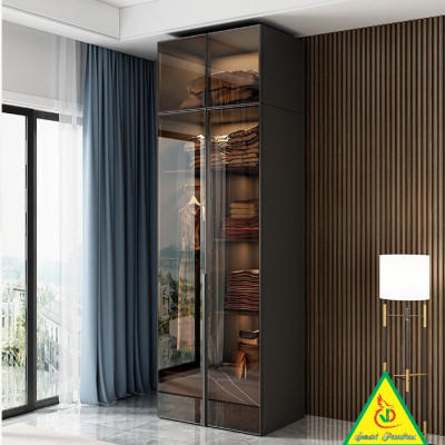 Tủ quần áo gỗ MDF cánh kính cường lực khung nhôm 4TAK05 - Nội thất lắp ráp Viendong Adv