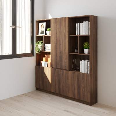 HAPPY FURNITURE , Kệ sách 8 cửa mở - CATY, KSA_083 , 160cm x 28cm x 180cm DxRxC