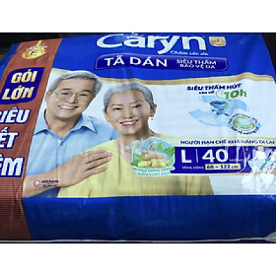Tã Dán Người Lớn Caryn L 40 Miếng Vòng Hông 68 đến 122 Cm - Tã Dán Người Hạn Chế Đi Lại Size L40 | ML40 | ML 40 Caryn
