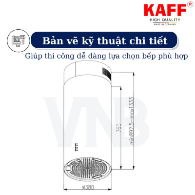 Máy hút mùi độc lập dạng ống inox cảm ứng KAFF KF-IS380CRS - Hàng Chính Hãng