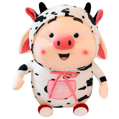 Thú nhồi bông heo tiktok cosplay bò sữa - Size từ 35cm đến 45cm -Quà tặng gấu. bông heo tiktok đáng yêu êm mịn.